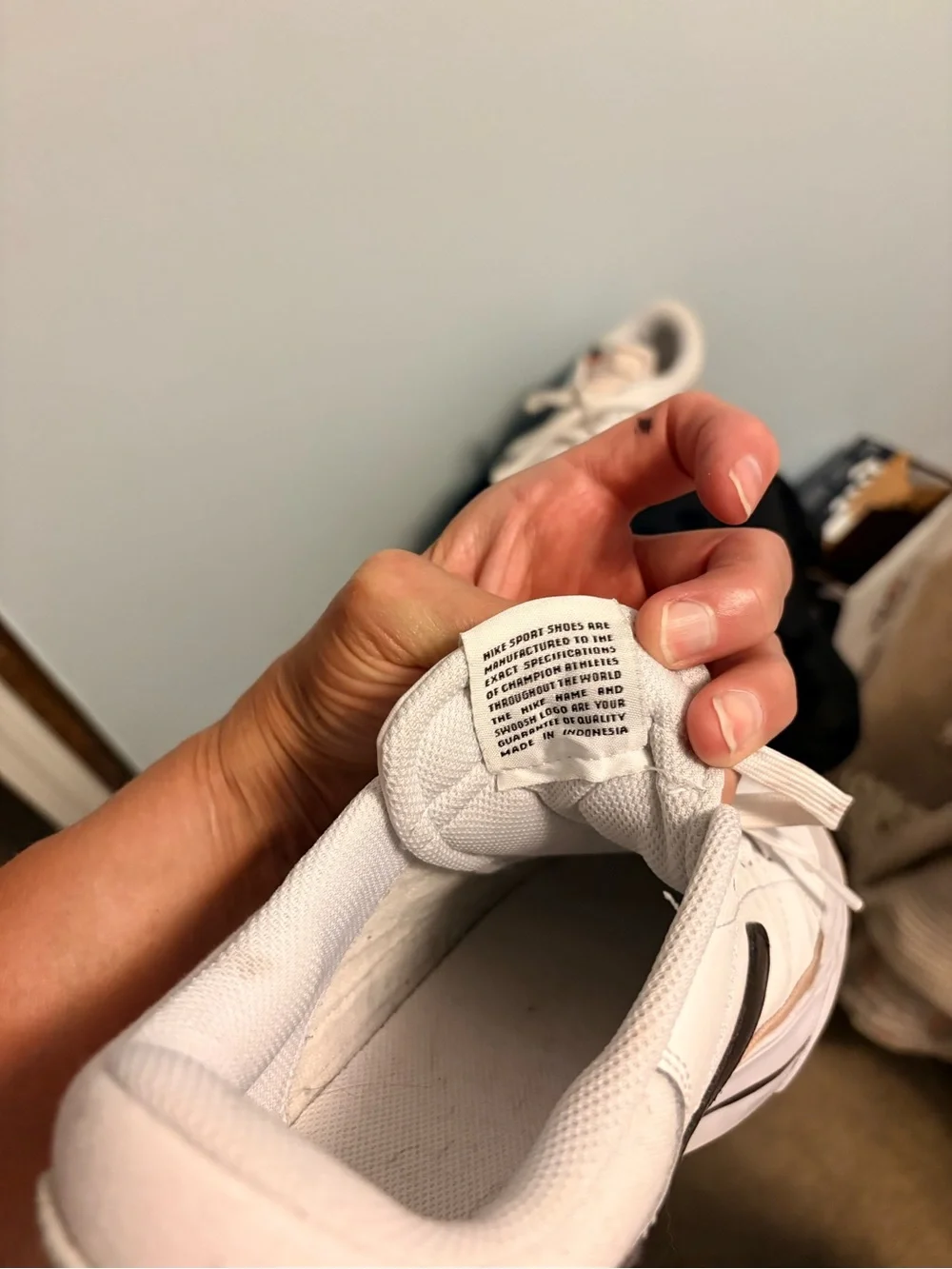 Nike Women’s Court White Sneakers with Black Swoosh and Gold Accent